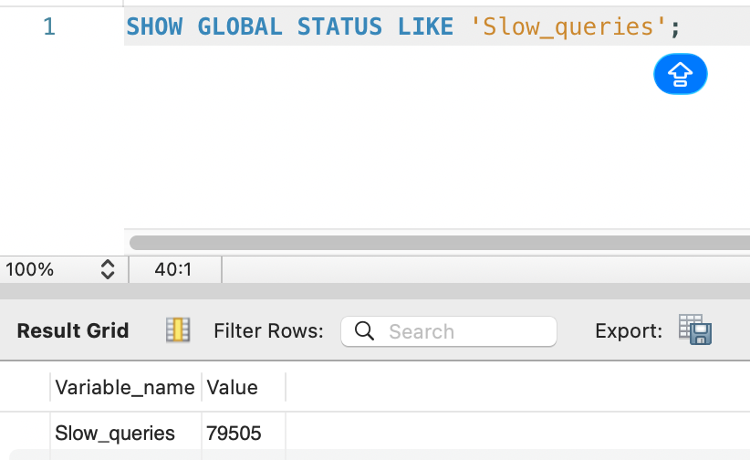 SHOW GLOBAL STATUS LIKE 'Slow_queries' — 79,505건