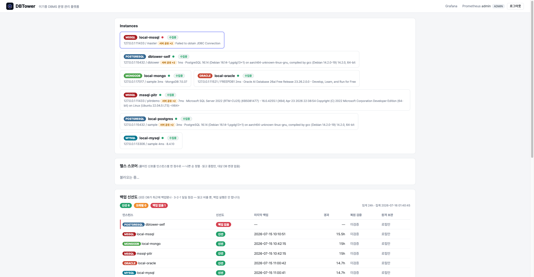 페일오버 후 node B가 같은 세션으로 콘솔을 서빙한다